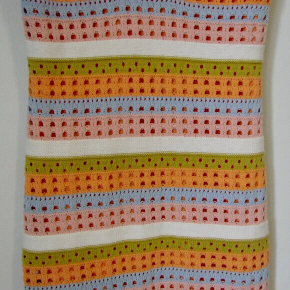 Crochet Dress Knit Tank Sleeveless Orange Pink Blue Green Stripes NEW NWT  XS - Picture 9 of 16